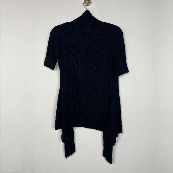 2/$30 White House Black Market Open Draped Cardigan Short Sleeve Black #8732 - Picture 3 of 6